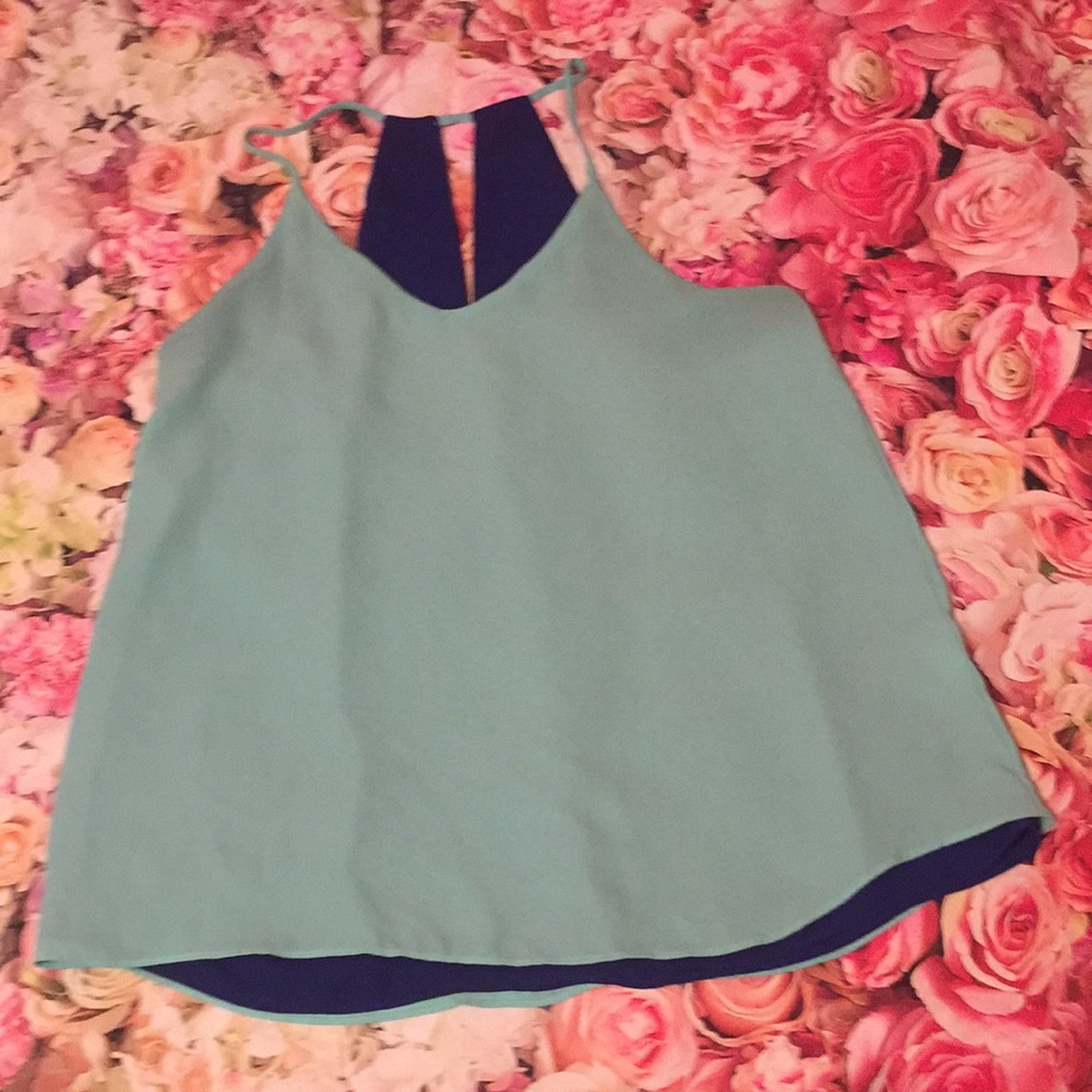 Reversible mint and blue top